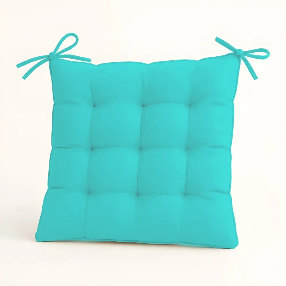 Set di 4 Cuscini per Sedia 40x40 Blu Caraibi - Interno ed Esterno (Idrorepellente con Lacci)
