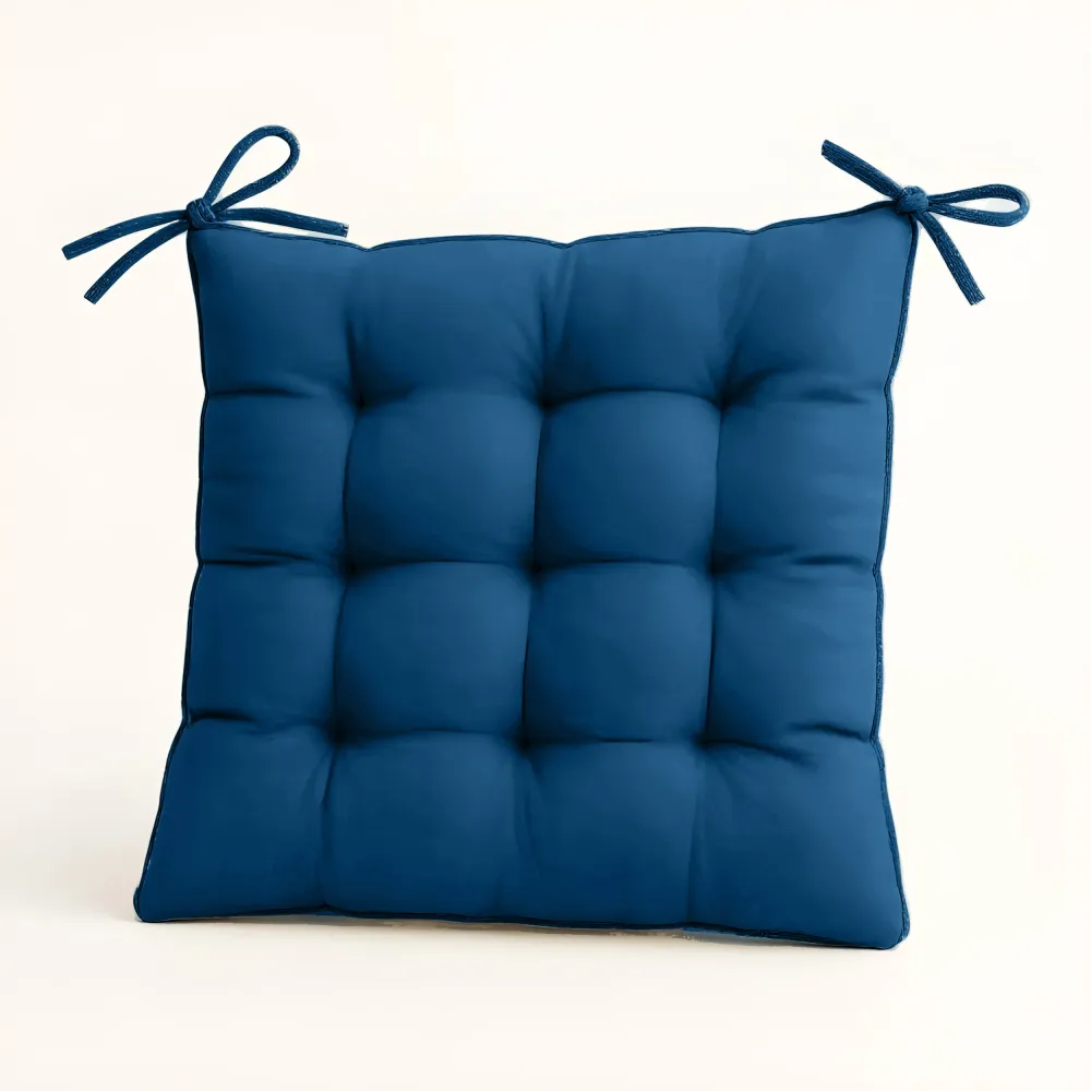 Set di 4 Cuscini per Sedia 40x40 Blu Petrolio - Interno ed Esterno (Idrorepellente con Lacci)