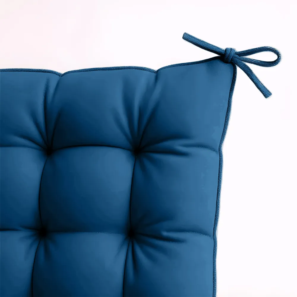 Set di 4 Cuscini per Sedia 40x40 Blu Petrolio - Interno ed Esterno (Idrorepellente con Lacci)