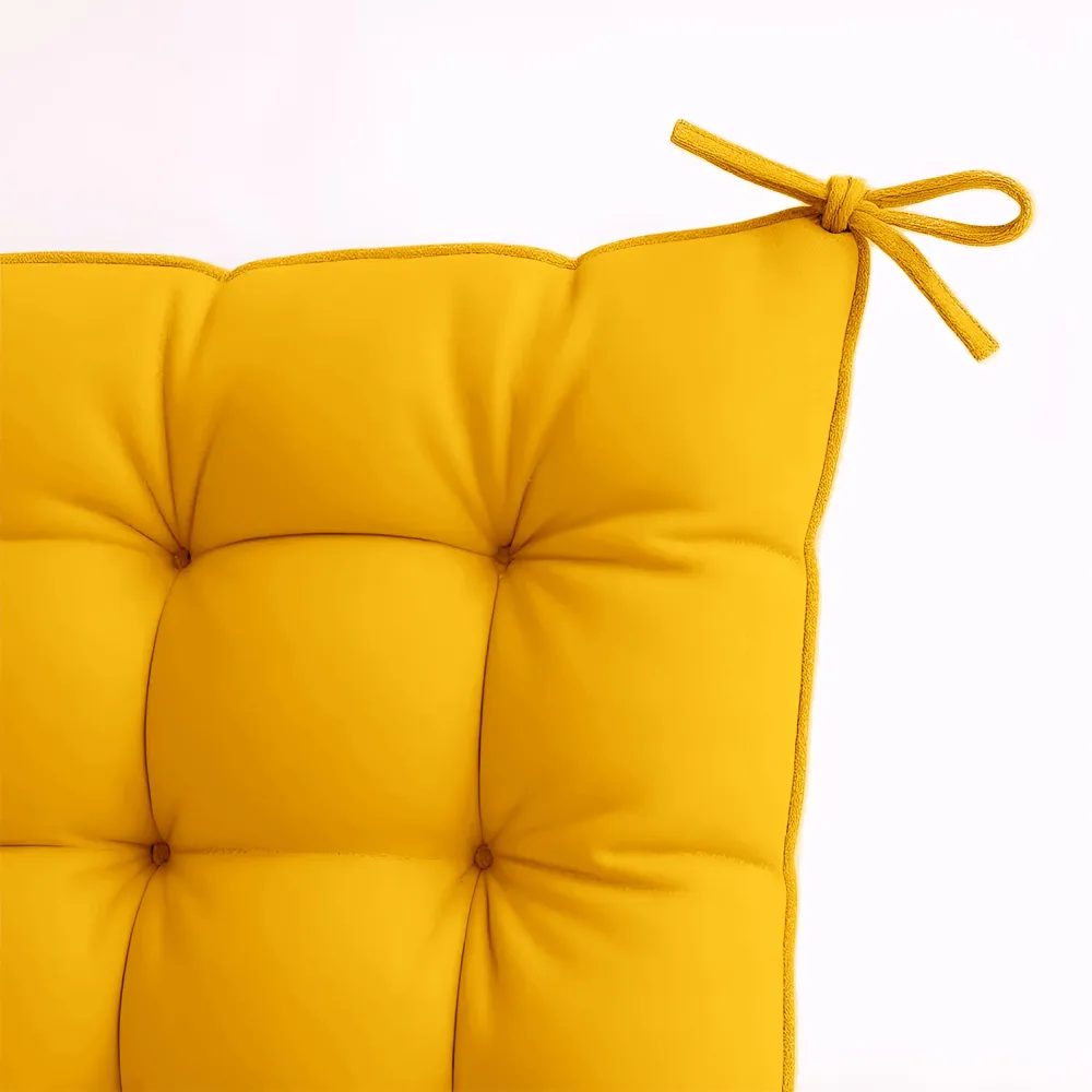Set di 4 Cuscini per Sedia 40x40 Giallo Miele - Interno ed Esterno (Idrorepellente con Lacci)