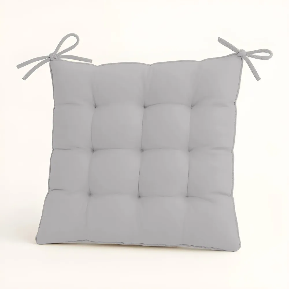 Set di 4 Cuscini per Sedia 40x40 Grigio Chiaro - Interno ed Esterno (Idrorepellente con Lacci)