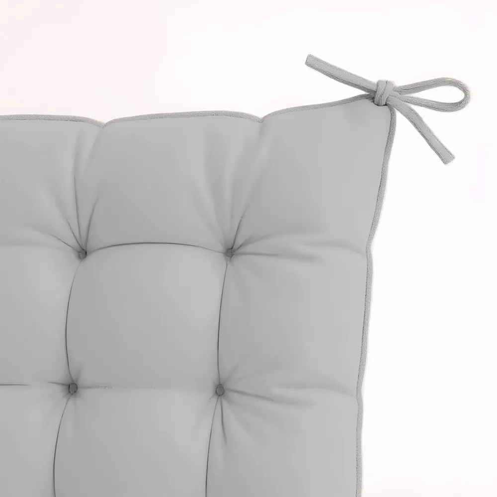 Set di 4 Cuscini per Sedia 40x40 Grigio Chiaro - Interno ed Esterno (Idrorepellente con Lacci)