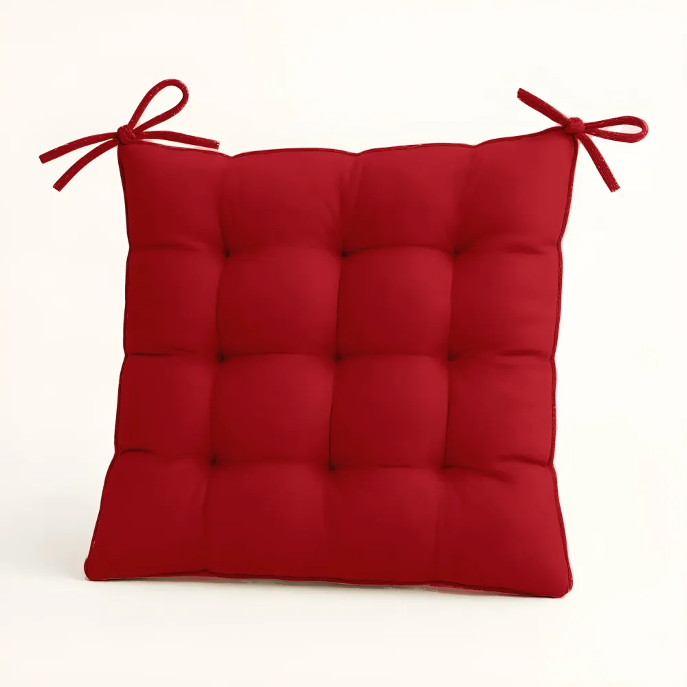 Set di 4 Cuscini per Sedia 40x40 Rosso Peperoncino - Interno ed Esterno (Idrorepellente con Lacci)
