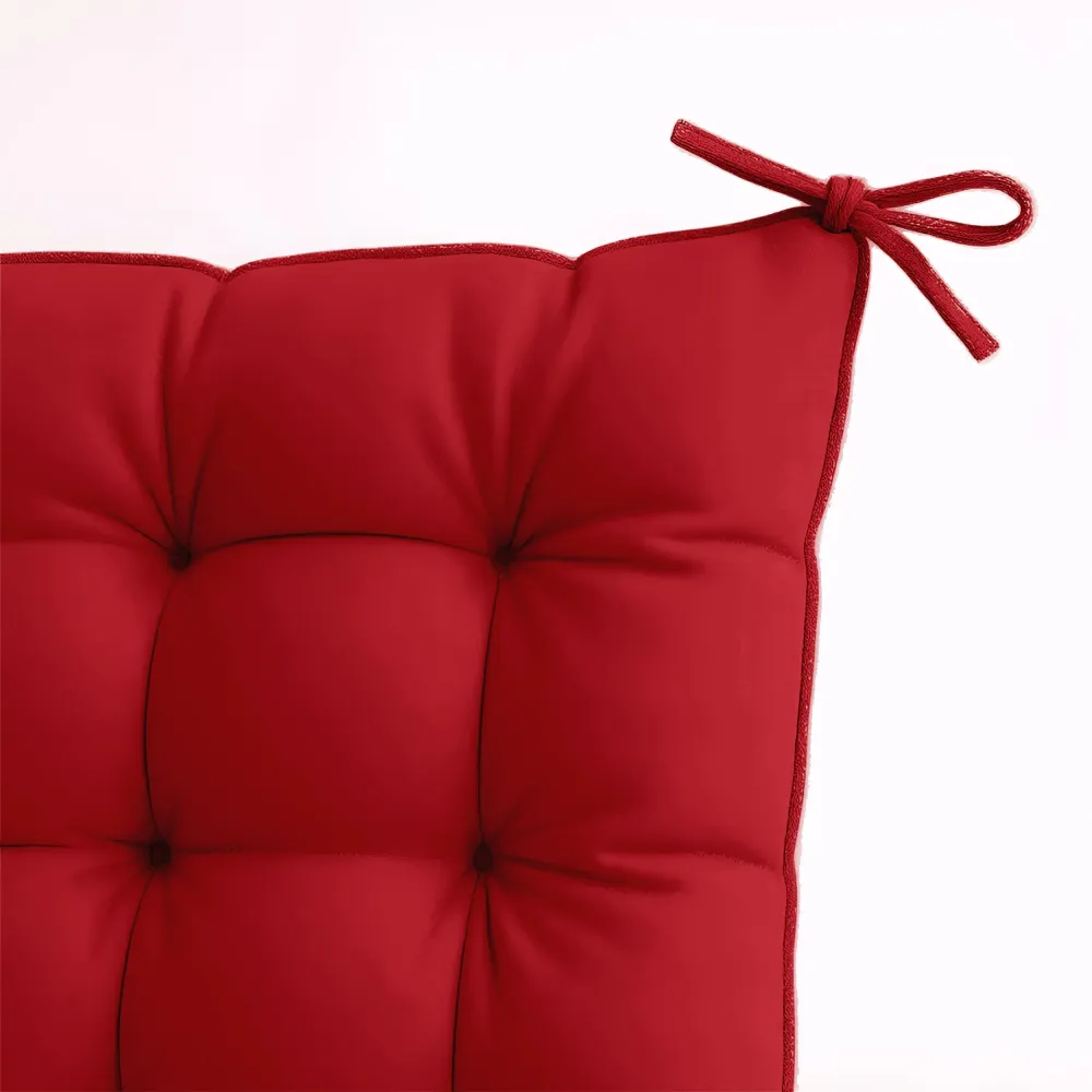 Set di 4 Cuscini per Sedia 40x40 Rosso Peperoncino - Interno ed Esterno (Idrorepellente con Lacci)