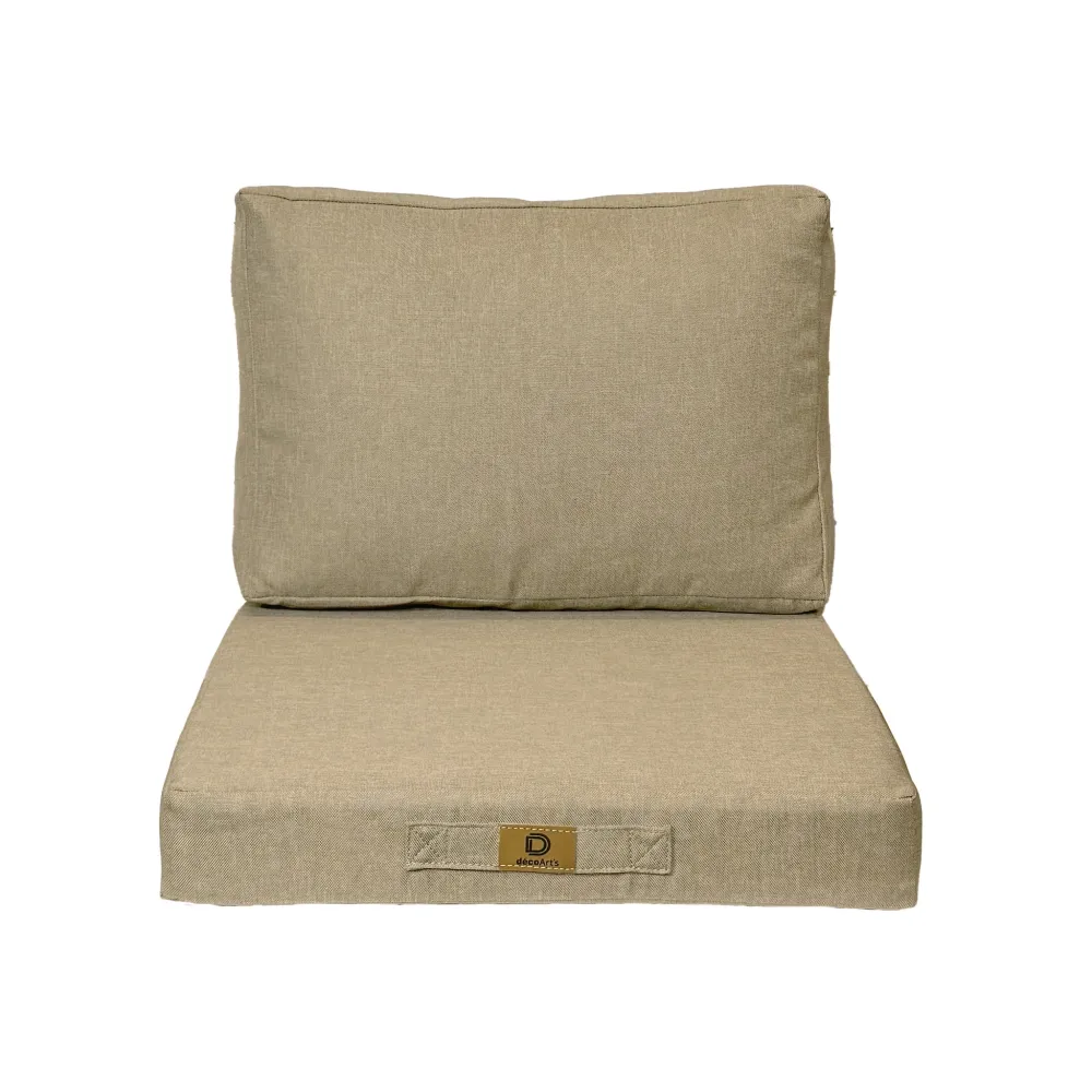 Set Cuscini Poltrona 50x50 Beige - Effet Lin & Sfoderabile (Seduta + Schienale)