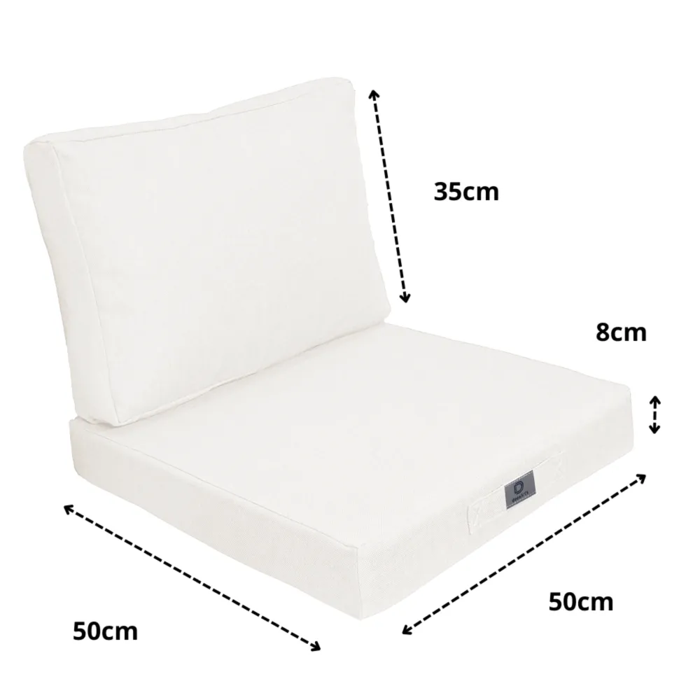 Set Cuscini Poltrona 50x50 Bianco Cassé - Effet Lin & Sfoderabile (Seduta + Schienale)