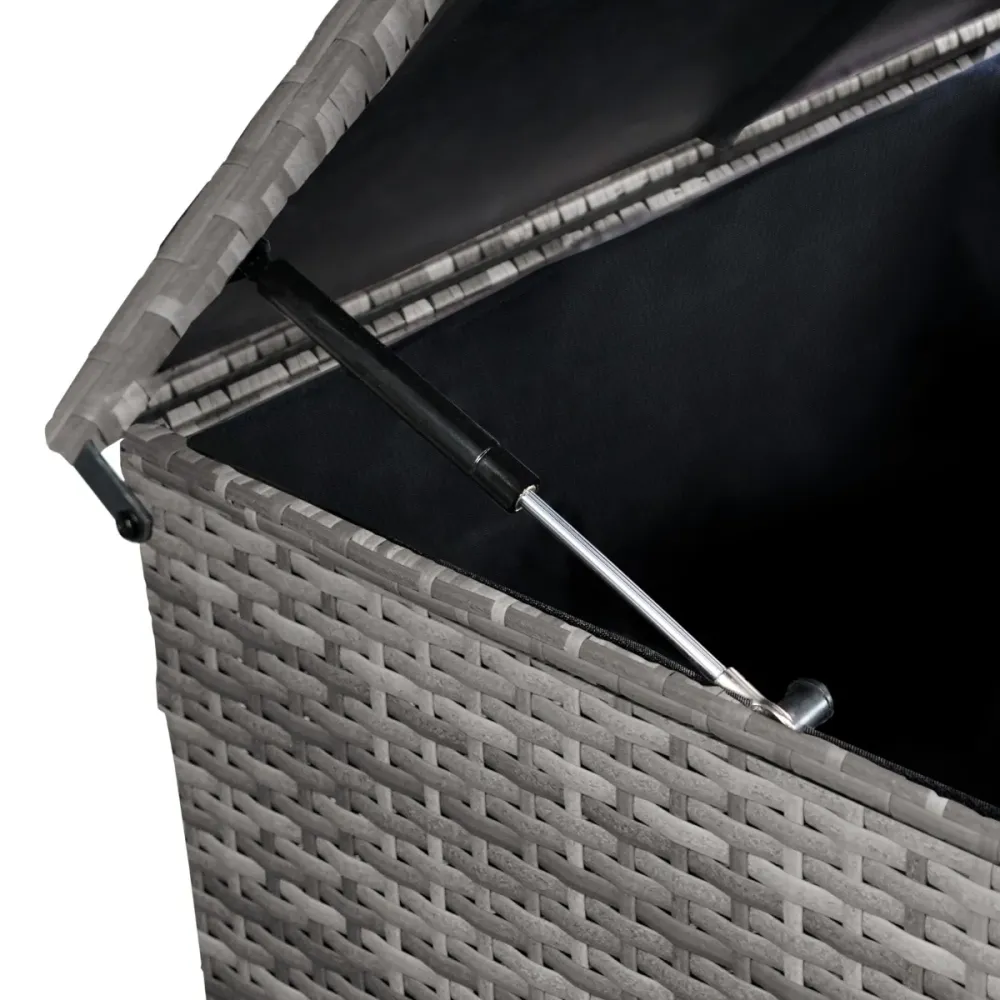 Set d'angolo rattan e box per riporre i cuscini – Grigio