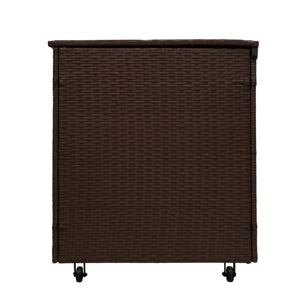 Set d'angolo rattan e box per riporre i cuscini - Marrone