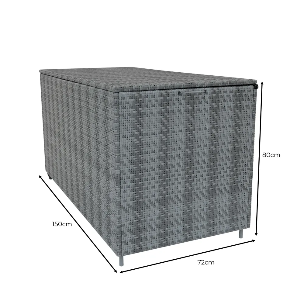 Set Divani Rattan 7 Pezzi con Tavolino & Baule 700L da Giardino - Grigio