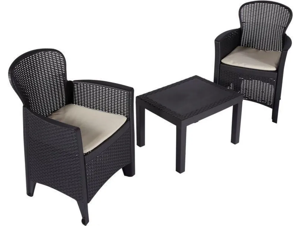 Set forest 2 poltrone 1 tavolino antracite con cuscini