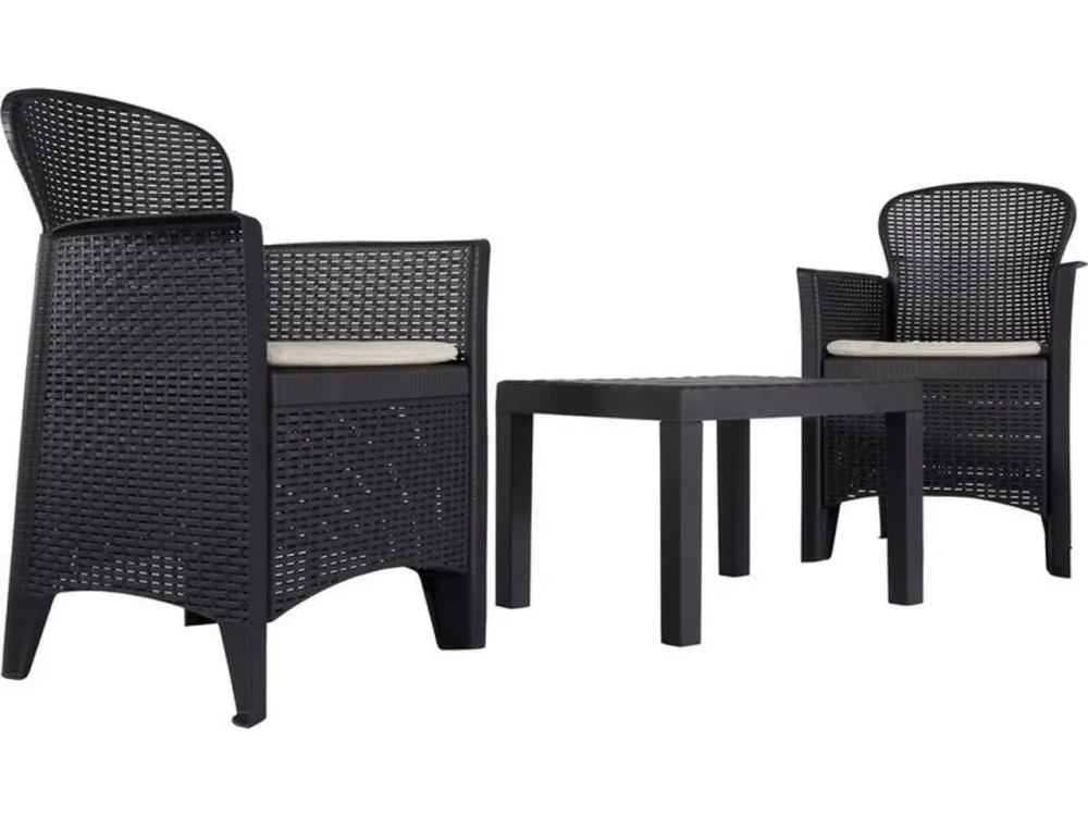 Set forest 2 poltrone 1 tavolino antracite con cuscini