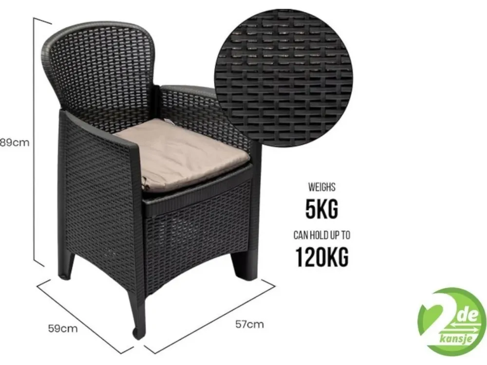 Set forest 2 poltrone 1 tavolino antracite con cuscini