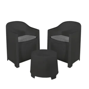 Set luna 2 poltrone 1 tavolino atracite con cuscini