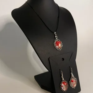 Set Orecchini e Collana Resina con Fiore Reale