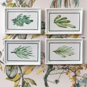 Set di 4 Quadri con Design Foglie Verdi