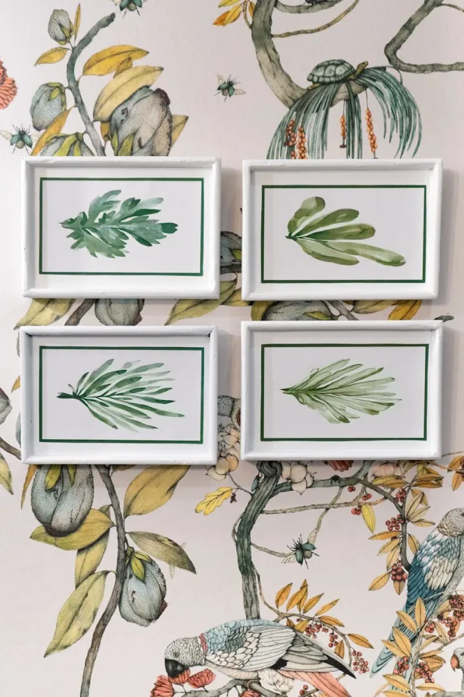 Set di 4 Quadri con Design Foglie Verdi