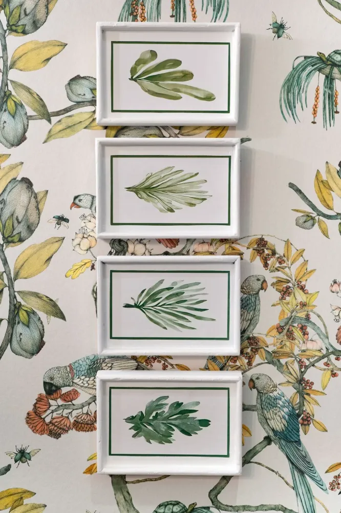 Set di 4 Quadri con Design Foglie Verdi