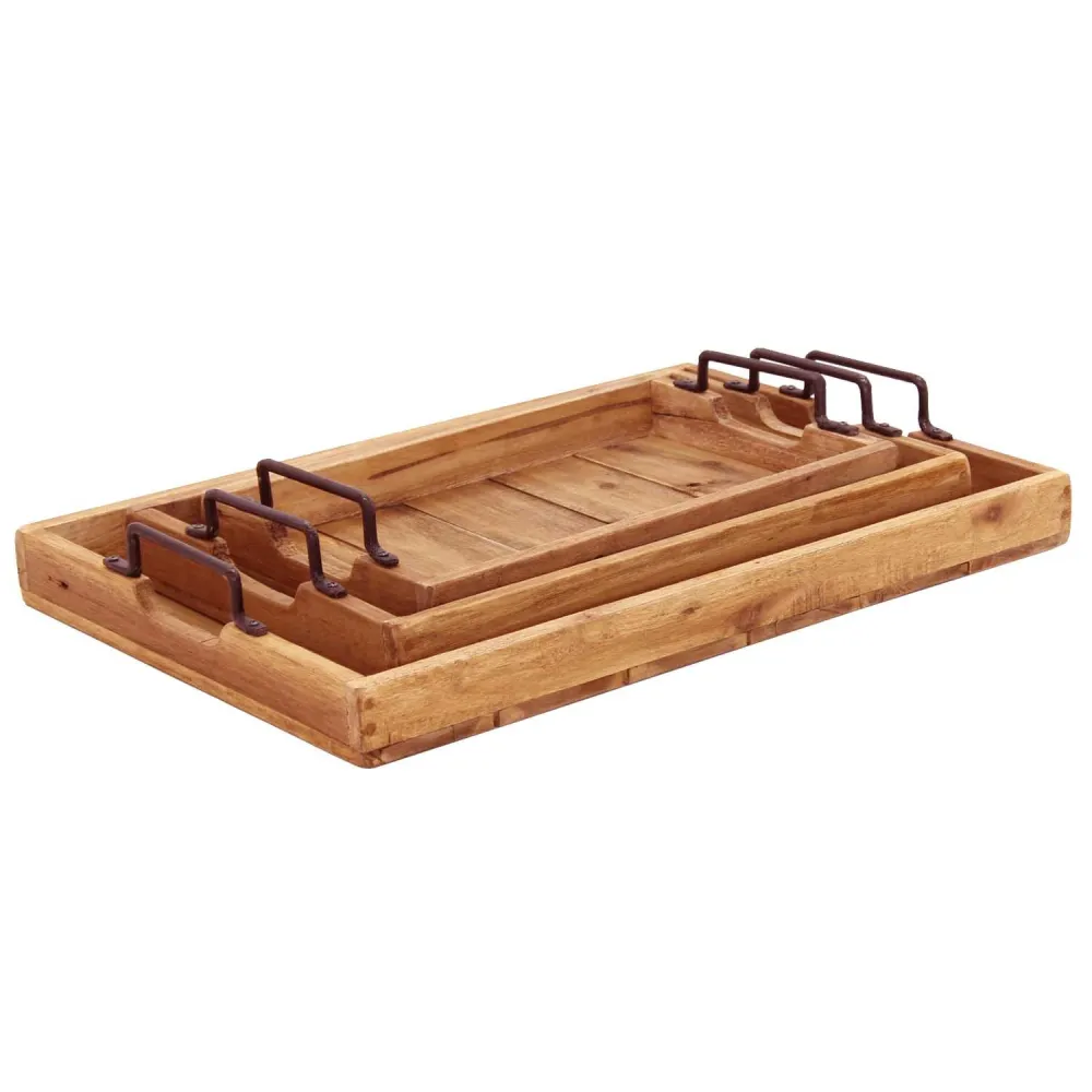 Set di 3 vassoi teak Gloria