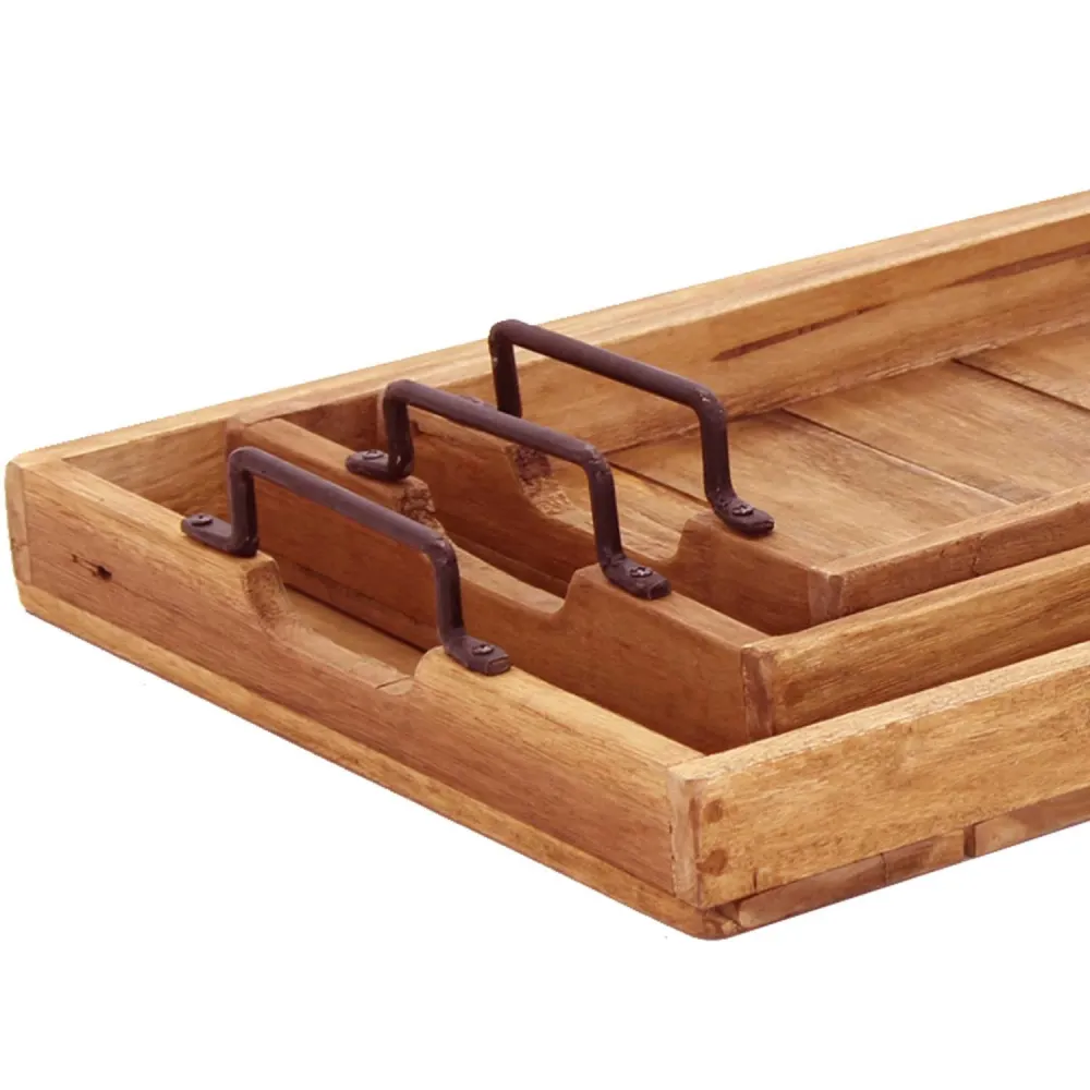 Set di 3 vassoi teak Gloria