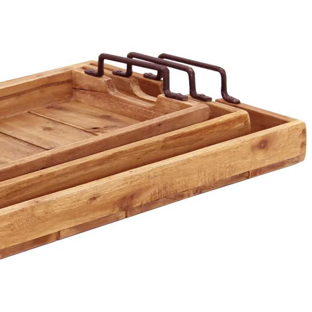 Set di 3 vassoi teak Gloria