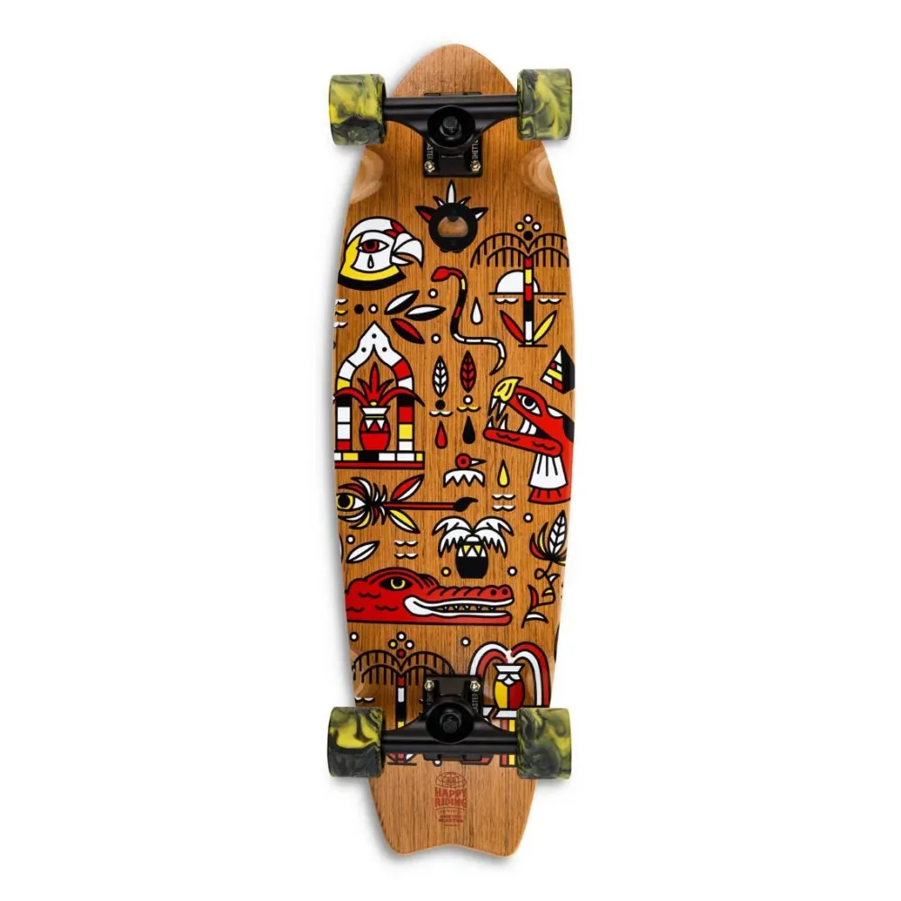 Skateboard Cruiser Ghettoblaster Teak Geroglific Fis tail 30" -9"