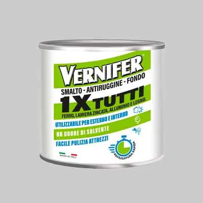 Smalto Antiruggine Fondo '1Xtutti' Vernifer 500 Ml - Grigio Medio Brillante - Arexons
