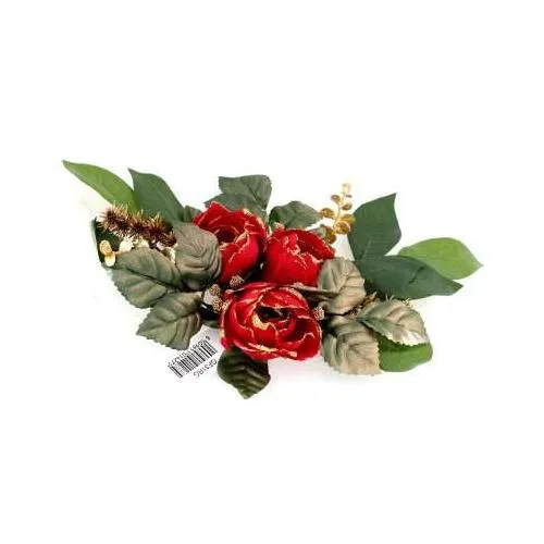 SOTTOCANDELA RAMO FIORI ROSSI GLITTER OR