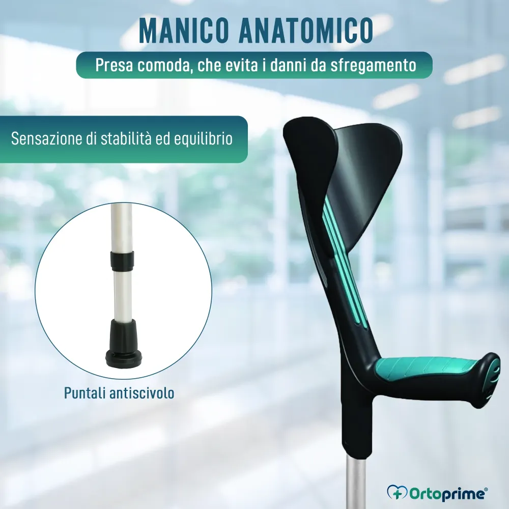 Stampelle Regolabili Anatomici Verdi | Pacco da 2 unità