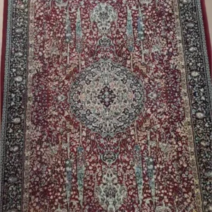 Tappeto 170x120 Bordo Brdeaux Greca Azzurra