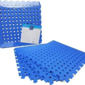 Tappeto 4pz Piastrelle Tappetino Eva Azzurra Piscina Palestra Casa 50x50cm 016963