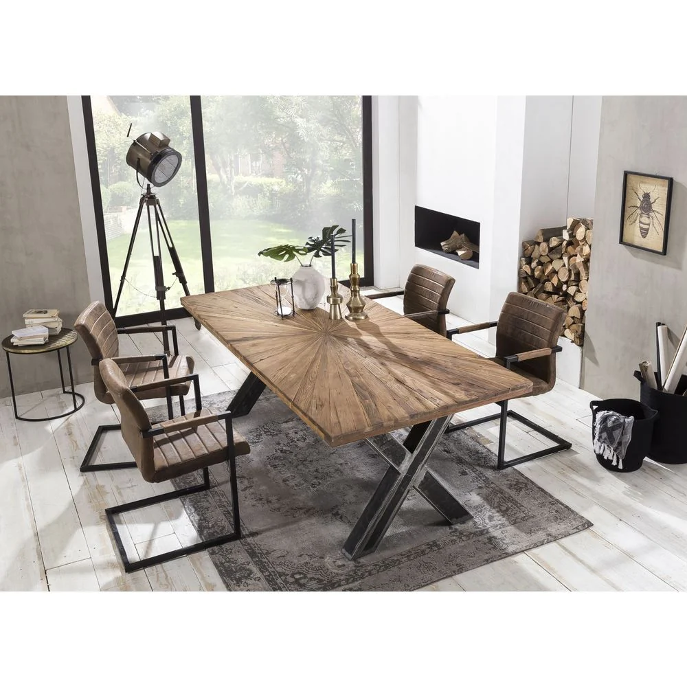 Tavolo industrial legno massello teak