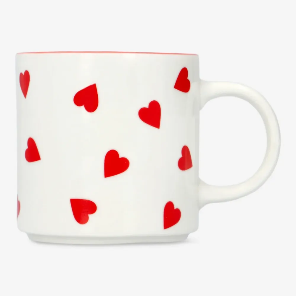 Tazza con cuori rossi e interno rosso - 350 ml