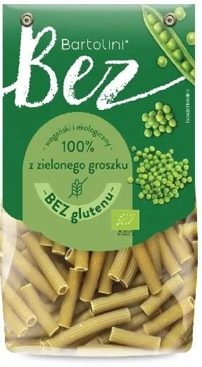 Tubo di pasta ai piselli verdi (sedanini) GLOSS. BIO 250g BARTOLINI