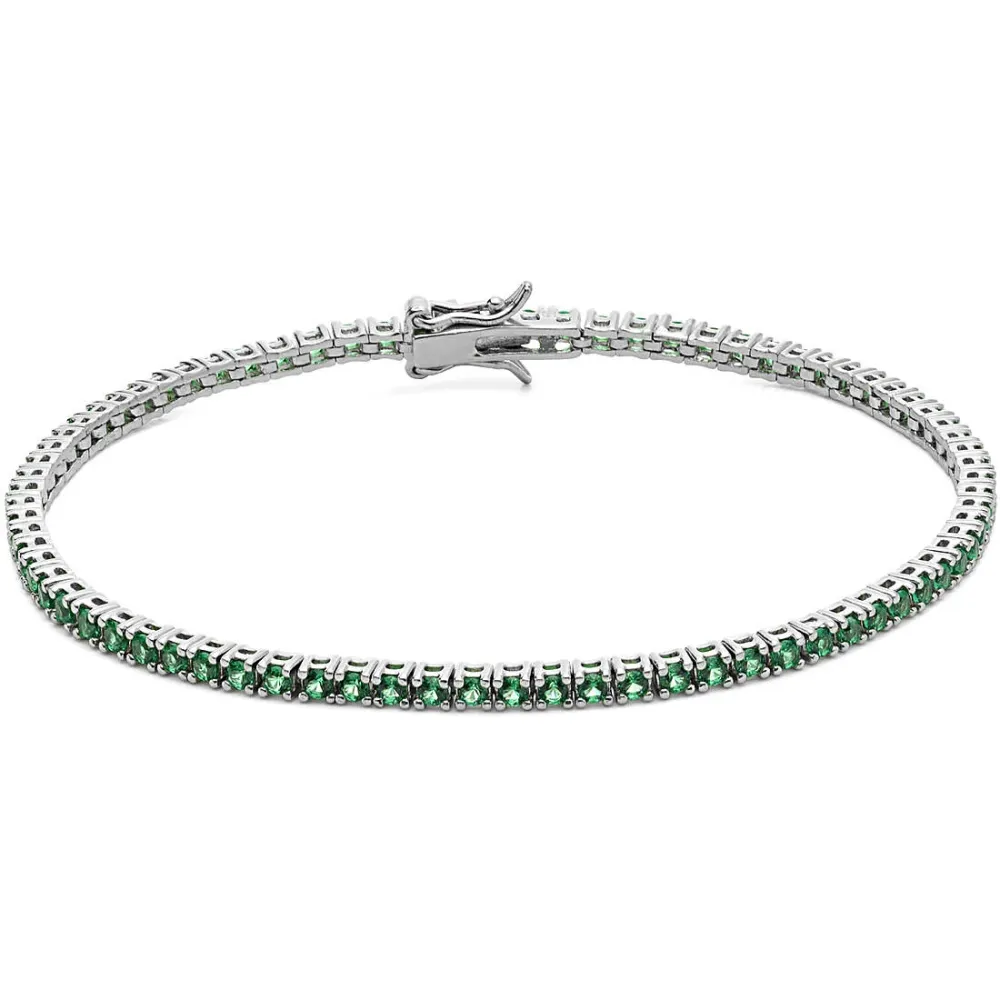 UBR 996 M19-Bracciale Tennis argento e zirconi verdi