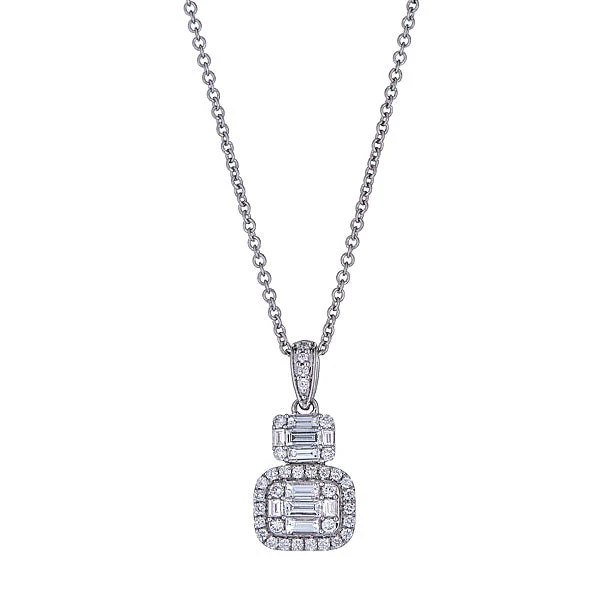 Zydo ciondolo con diamanti taglio rotondo e smeraldo incastonati illusione oro bianco 54653