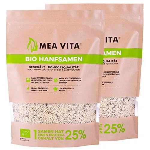 MeaVita 11464 Semi di Canapa Organici Meavita, Pelati, Confezione da 2 (2 X...