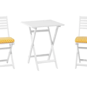 Acacia Wood Garden Bistro Set Giallo oro Cushions White FIJI