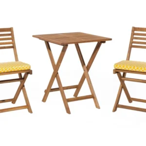 Acacia Wood Garden Bistro Set Giallo sole Cushions FIJI