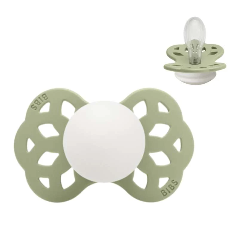 BIBS Symmetrisk Infinity Sut - Str. 2 - Silikone - GLOW - Sage con Tavolo Allungabile