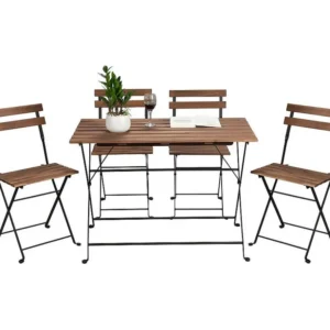 Estosa - Set tavolino e quattro sedie da giardino modello Bistrot nero con Cuscini Inclusi