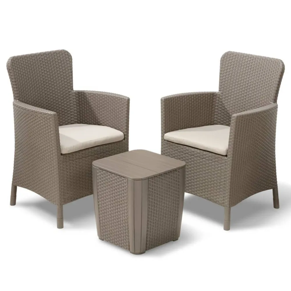 Keter Set Mobili da Balcone Miami 5 pz Cappuccino con Tavolo Allungabile