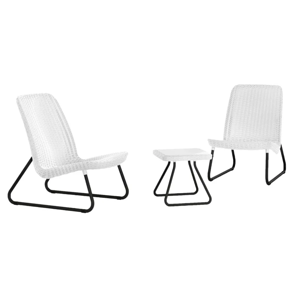 Keter Set Mobili da Patio 3 pz Rio Bianco 218155 con 4 Sedie e Tavolo