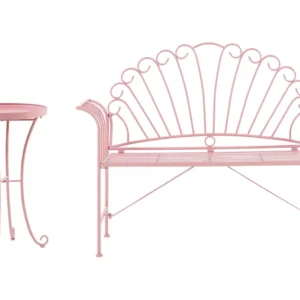 Metal Garden Bench Set Pink CAVINIA