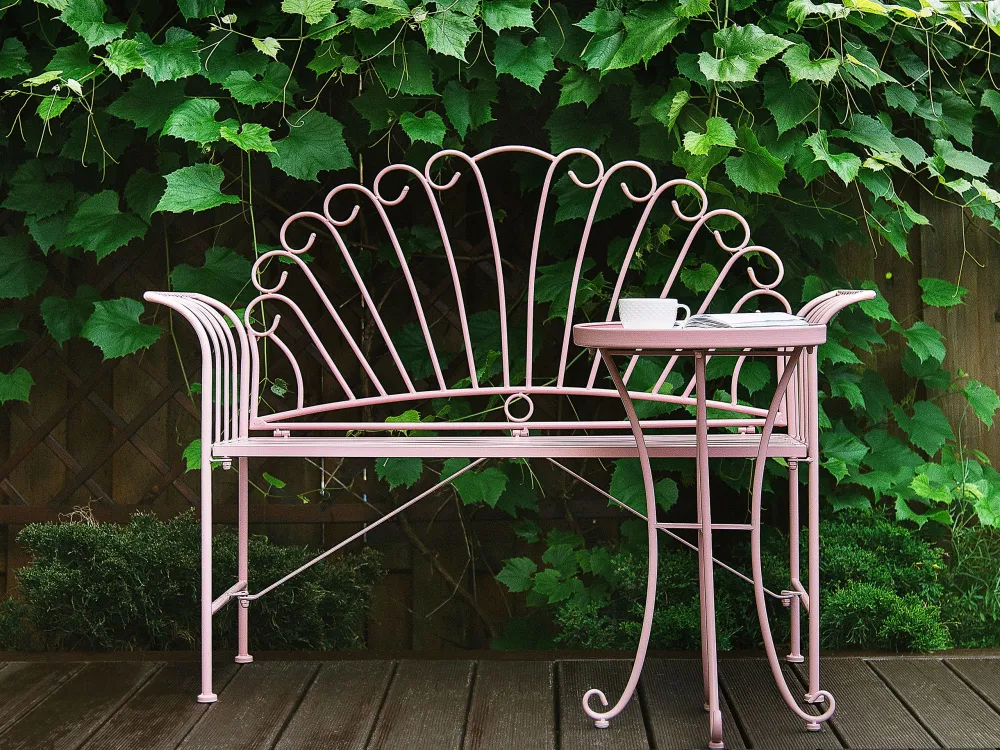 Metal Garden Bench Set Pink CAVINIA