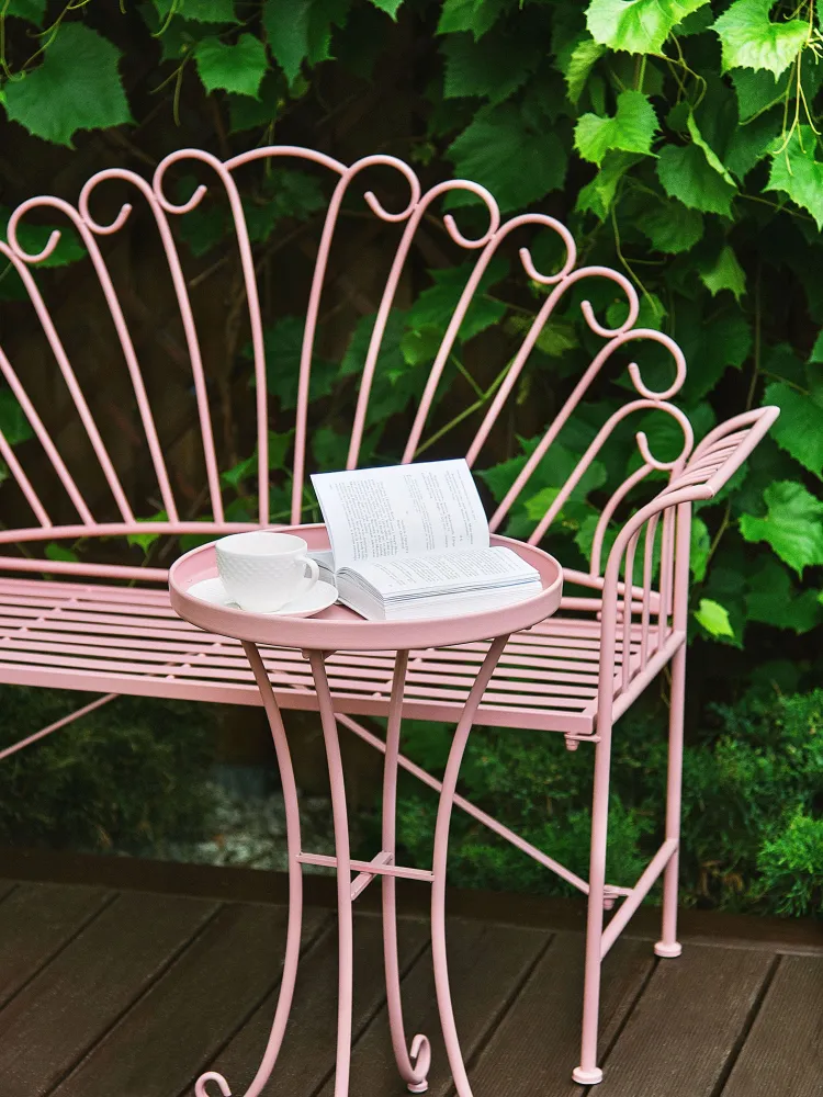 Metal Garden Bench Set Pink CAVINIA