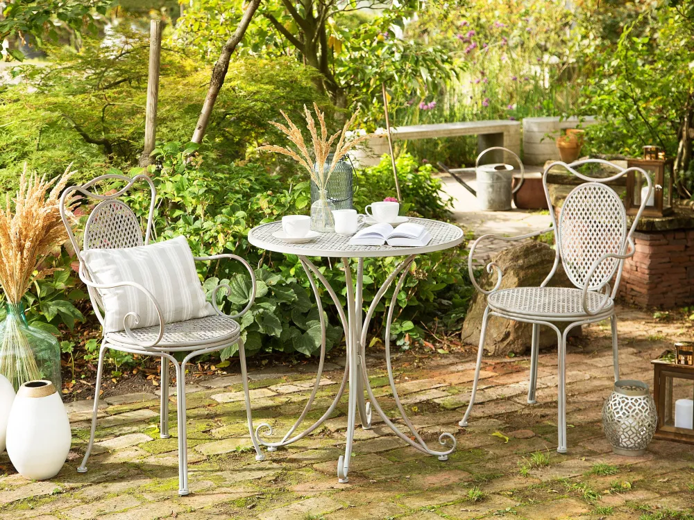 Metal Garden Bistro Set Grey CILENTO
