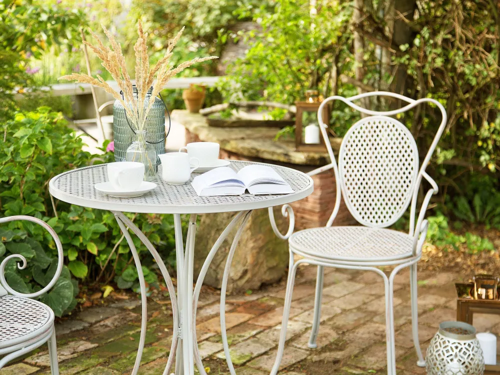 Metal Garden Bistro Set Grey CILENTO