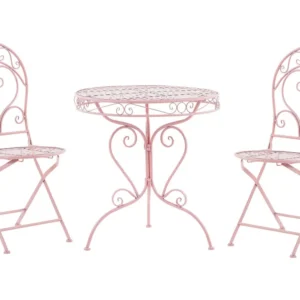 Metal Garden Bistro Set Pink ALBINIA