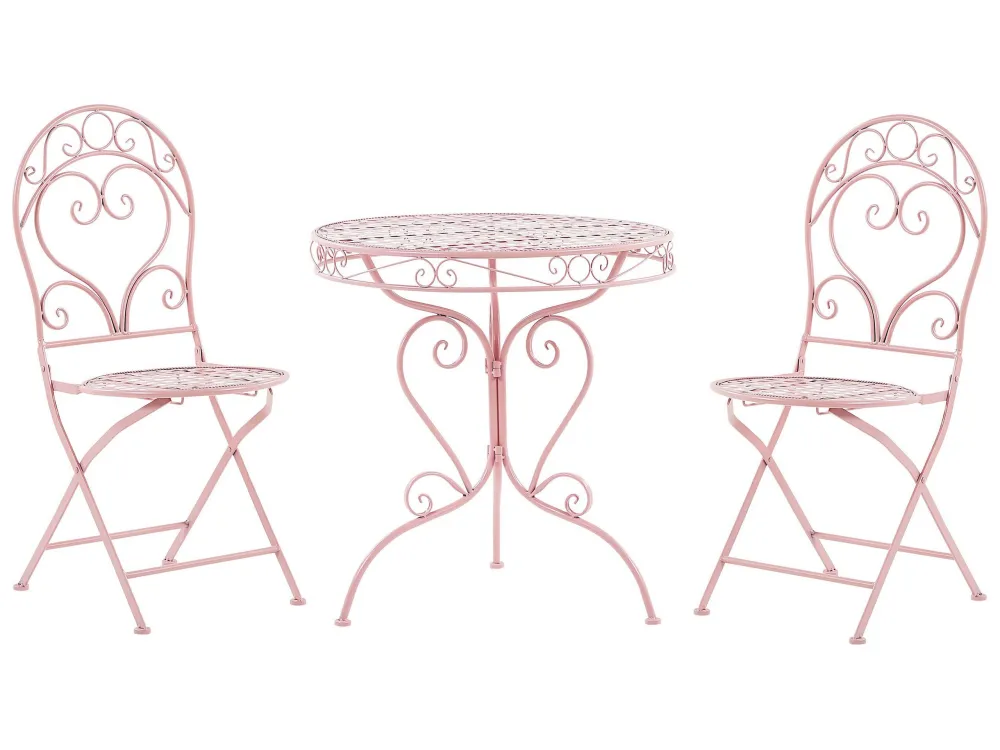 Metal Garden Bistro Set Pink ALBINIA