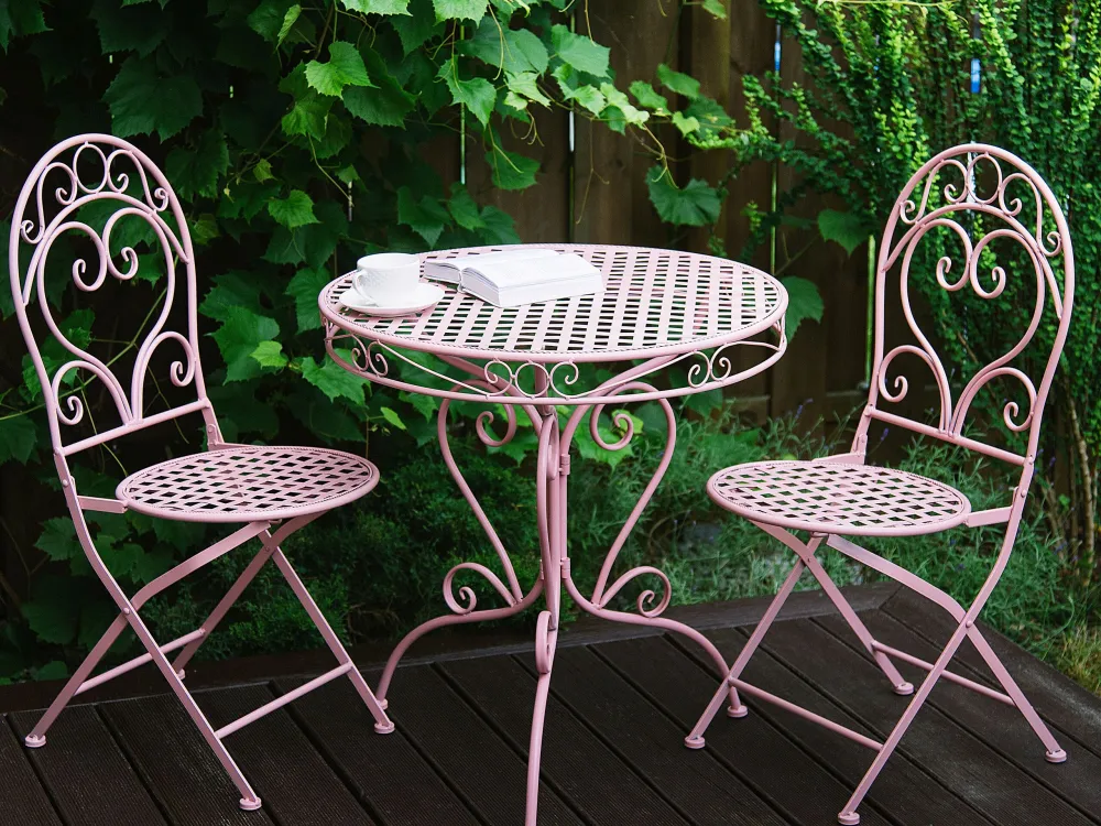 Metal Garden Bistro Set Pink ALBINIA
